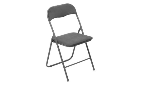 Chaise pliante velours gris