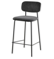 Tabouret style écolier côtelé gris