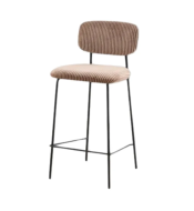 Tabouret style écolier côtelé gris