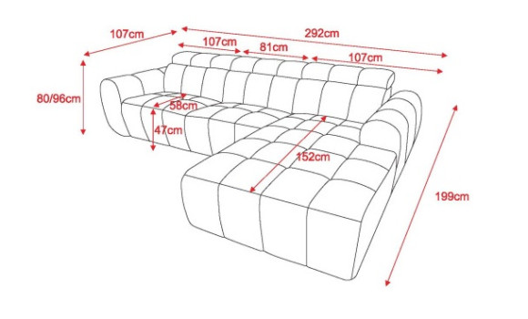 Canapé angle megan relax électrique
